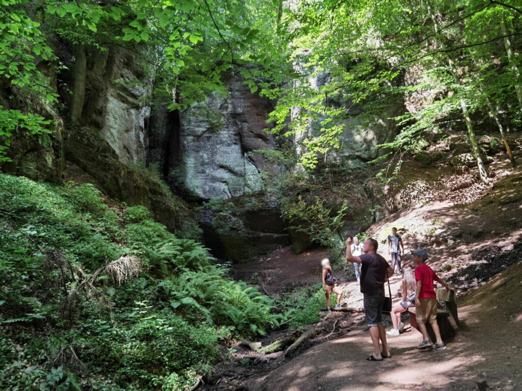 Das ist die Elfengrotte Eisenach - ein Weg führt aus der Drachenschlucht herauf