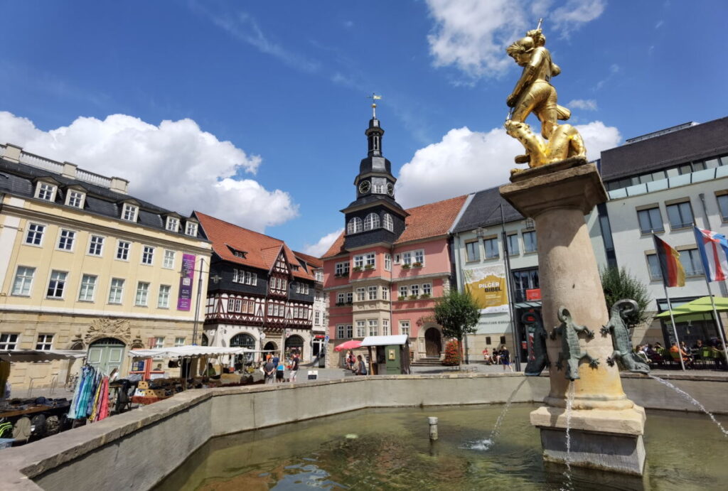 Eisenach Fußgängerzone - in der Altstadt am Marktplatz